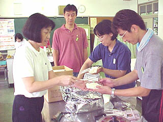 学校キャンプ　夕食